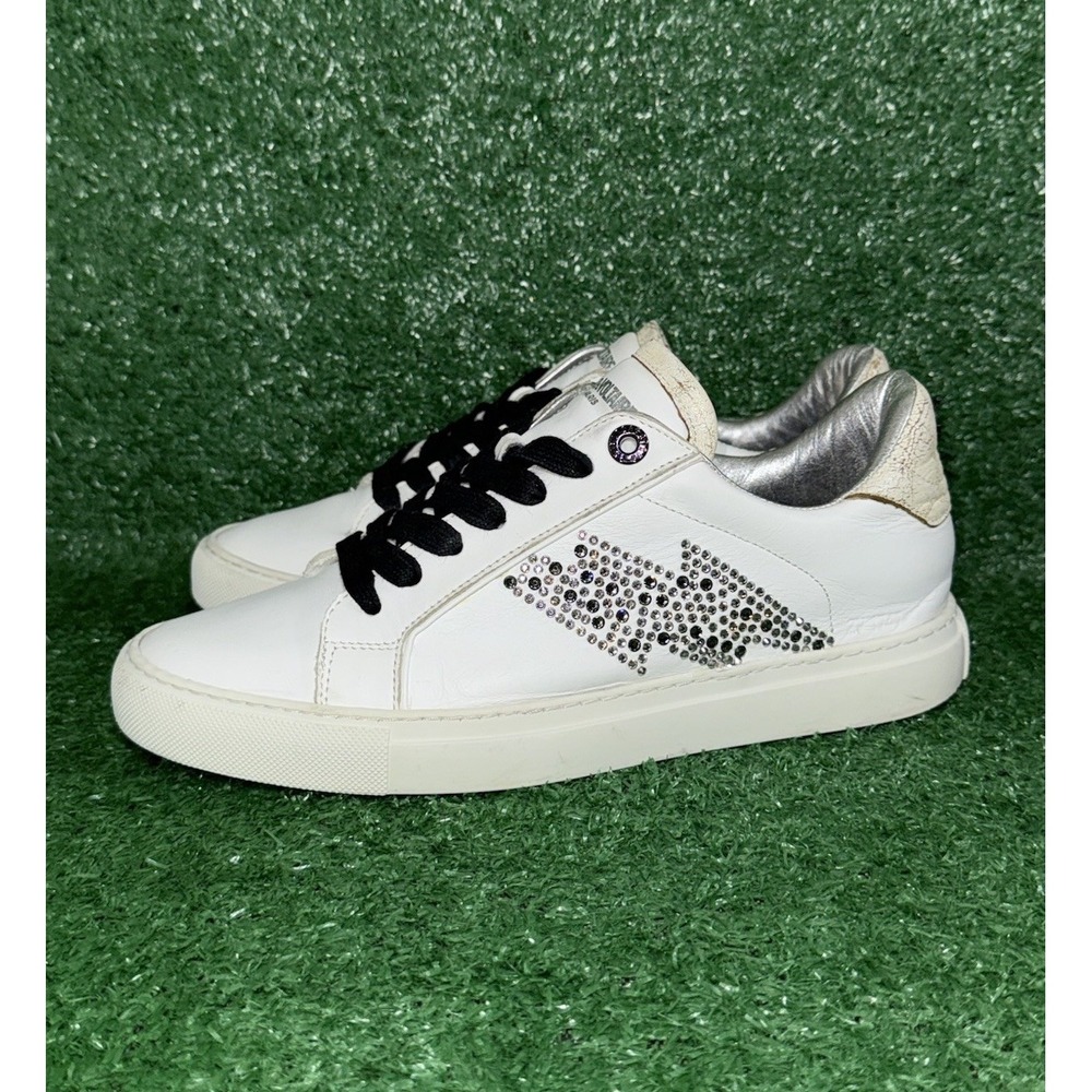 ZADIG & VOLTAIRE ZV1747 Low-Top Glittery Sparkle Sneakers Womens Size 8 US 39 EU - Picture 4 of 10